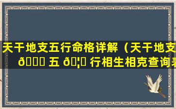 天干地支五行命格详解（天干地支 🐋 五 🦊 行相生相克查询表）